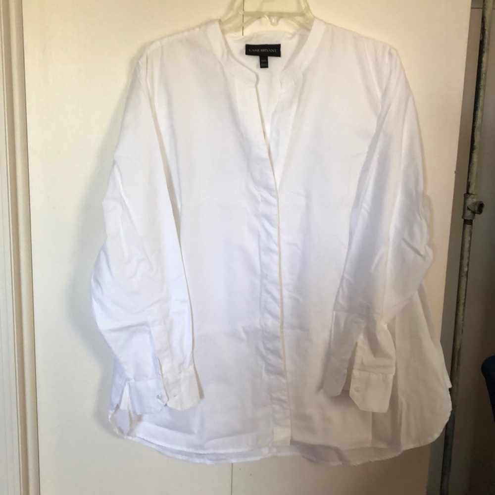 White long sleeve v- neck blouse